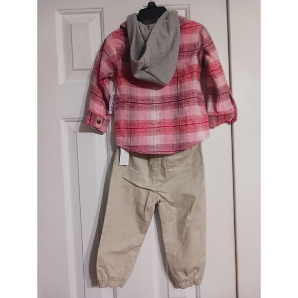 NWT Old Navy Baby Hooded Flannel Shirt & Jogger Set Size 18-24 Months Girls Boys - Picture 4 of 7